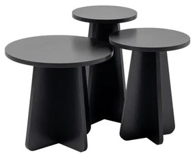SET 3x măsuță laterală LUME d. 28/33/43 cm negru
