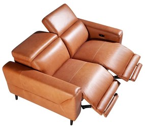 Canapea 2 locuri eleganta, design LUX cu functia relax Cowhide Bufalo brown