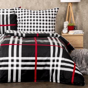 Lenjerie flanelă 4Home Cub negru, 140 x 220 cm, 70 x 90 cm