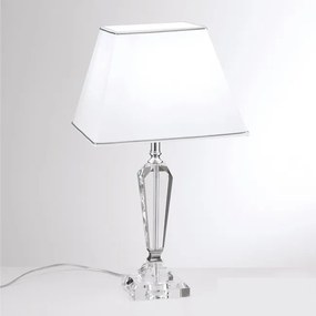 Veioza, lampa de masa design LUX VERONIQUE, crom/ abajur alb