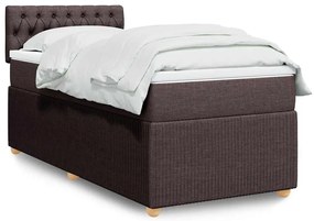 vidaXL Pat box spring cu saltea, maro închis, 100x200 cm, textil