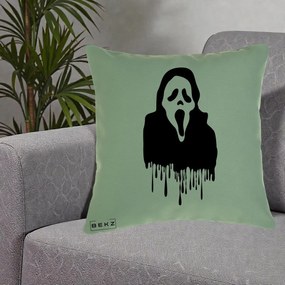 Perna Personalizata Halloween Ghostface Scream Picurand, 40x40 cm, Verde, Husa Detasabila, Perna Inclusa, BEKZ®