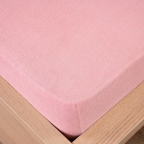 Cearșaf de pat 4Home din frotir, roz, 90 x 200 cm, 90 x 200 cm