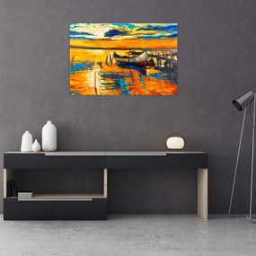 Tablou - Barca la apus de soare (90x60 cm)