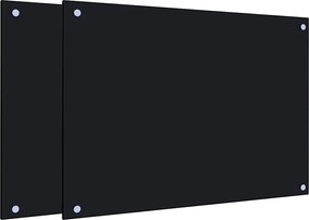 vidaXL Panou antistropi bucătărie 2 buc. negru 70x50cm sticlă securiz.