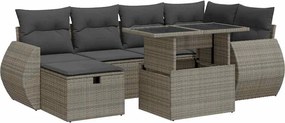 vidaXL Set canapele grădină cu perne 8 piese gri poliratan/lemn acacia