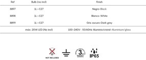 Aplica pentru perete exterior IP65 NEVADA gri, MA-8899