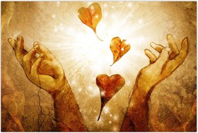 Tablou - pictura mâinilor pline de dragoste (90x60 cm)