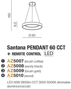Lustra LED cu telecomanda design circular SANTANA 60 CCT WO