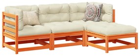 vidaXL Set canapele grădină cu perne, 4 piese, maro ceruit, lemn pin