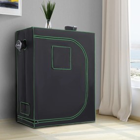 Outsunny Cort Hidroponic pentru Cultivare din Oxford 600D cu 3 Prize de Aer Reglabile și Fereastră, 120x60x150 cm, Negru | Aosom Romania