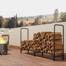 Outsunny Suport pentru Lemne de 0,6 m³, Reglabil, cu Husă Impermeabilă din PE, din Metal, 200 x 36 x 99 cm, Negru și Verde Închis | Aosom Romania