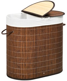 HOMCOM Coș de rufe Wäschesammler, capacitate de 100L, capac detașabil, 38 cm x 38 cm x 57 cm, Maro | Aosom Romania