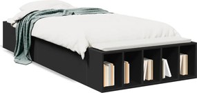 vidaXL Cadru de pat, negru, 100x200 cm, lemn prelucrat