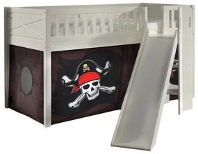 Set SCOTT este format din Pat copiiul de dormit înalt cu tobogan și perdeaua de joacă CARIBIAN PIRATES.