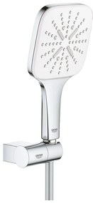 Grohe Rainshower Eco SmartActive 130 Cube Set dus cu suport reglabil, crom alb (moon white)