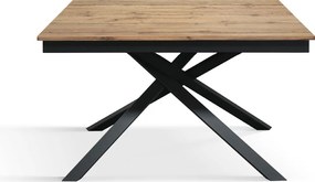 Masa Tiglio, blat extensibil pal laminat, picior metalic - BLAT STEJAR RUSTIC, PICIOR GRI ANTRACIT - 160 CM / 80 CM
