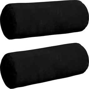 vidaXL Perne Bolster 2 pcs Negru Ø 15 x 40 cm Țesătură din microfibră