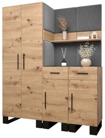 Set mobilier pentru hol Amanda 7 (Stejar artisan + gri închis). 1085914