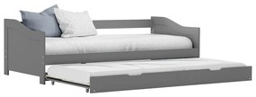 vidaXL Cadru pat canapea, extensibil, gri, 90 x 200 cm, lemn de pin