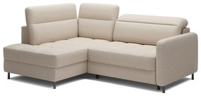 Colțar bej extensibil/cu spațiu de depozitare cu tapițerie din catifea (cu colț pe partea stângă/în formă de ”L”) Barea – ELTAP