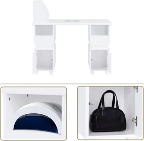 MANIA201 - Masuta manichiura, 120 cm, cu aspirator incorporat, masa cosmetica - Alba