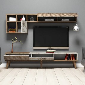Ansamblu Comoda TV Milan Walnut-Alb