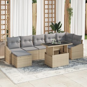 vidaXL Set de canapea de grădină , 8 piese, cu perne, ratan poli bej
