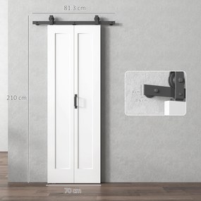 HOMCOM Ușă Glisantă Pliabilă 70x210 cm, Ușă Pliabilă Tip Portofel cu Mâner și Suprafață Vopsibilă, Alb | Aosom Romania