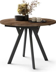 Mazzoni ALMO Nuc Elegant/picioare negre - MASĂ ROTUNDĂ EXTENSIBILĂ CU PICIOARE ÎN FORMĂ DE Y STIL LOFT PENTRU SALON/SUFRAGERIE