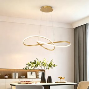 Brilagi - Lustră LED reglabilă suspendată pe cablu INFINITY LED/80W/230V 80x80 cm aurie + telecomandă