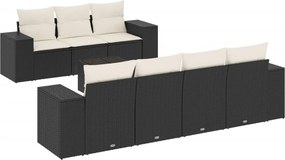 vidaXL Set mobilier de grădină cu perne, 8 piese, negru, poliratan