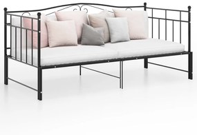 324782 vidaXL Cadru pat canapea extensibilă, negru, 90x200 cm, metal
