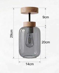 BRILAGI - Lustru LED aplicat R GLASS 1xE27/60W/230V Ø 14 cm stejar/gri fumuriu
