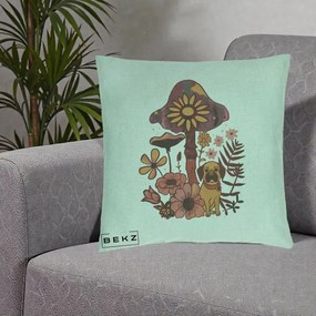 Perna Decorativa Ciuperca Caine Boho, 40x40 cm, Verde Menta, Husa Detasabila, Perna Inclusa, BEKZ®