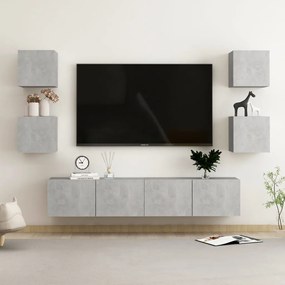 vidaXL Set de dulapuri TV, 6 piese, gri beton, lemn prelucrat