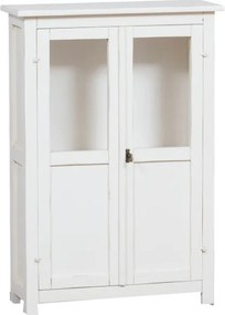 Vitrina mica, L68 25 H98 cm, alb antic, lemn masiv