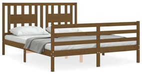 3194579 vidaXL Cadru de pat cu tăblie, maro miere, king size, lemn masiv