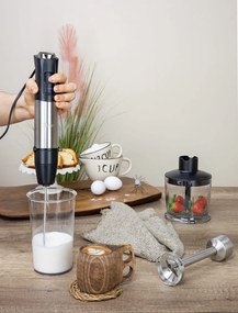Mixer vertical 5 in 1 Zilan ZLN3939, Putere 1200W, 12 trepte de viteza, Functie Turbo, Afisaj digital, Inox