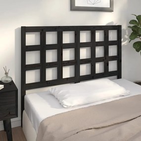 817884 vidaXL Tăblie de pat, negru, 125,5x4x100 cm, lemn masiv de pin