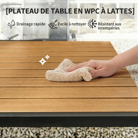 Outsunny Set mobilier grădină 7 piese Colțar modular exterior cu masă WPC și pouf bej și gri | Aosom Romania