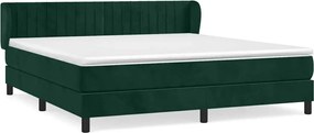 vidaXL Pat box spring cu saltea, verde închis, 180x200 cm, catifea