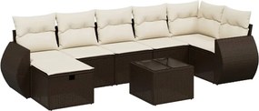 vidaXL Set canapele de grădină cu perne, 8 piese, maro, poliratan