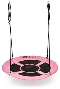 Leagan pentru copii rotund, tip cuib de barza, suspendat, 110 cm, Ecotoys MIR6001 - Roz