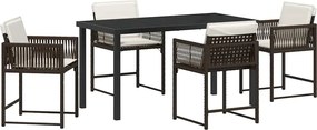 vidaXL Set de masă pentru grădină 5 pcs Maro poliratan