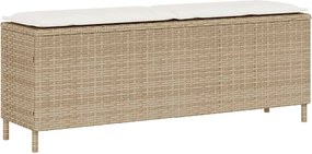 vidaXL Bancă de grădină cu pernă Bej 110x30x40,5 cm Poly Ratan