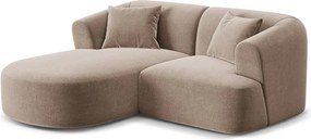 Colțar maro deschis cu tapițerie din catifea (cu colț pe partea stângă/cu șezlong) Campi – Cosmopolitan Design