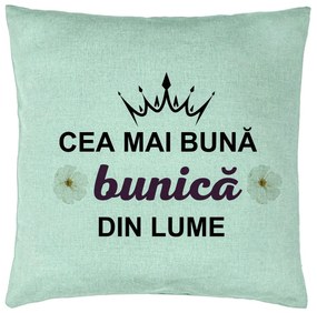 Perna Decorativa pentru Bunica 11, 40x40 cm, Verde Menta, Husa Detasabila, Burduf