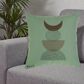 Perna Decorativa Boho Luna Plina si Forme Punctate, 40x40 cm, Verde, Husa Detasabila, Perna Inclusa, BEKZ®