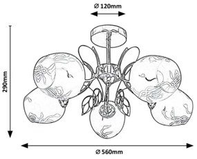 Lustră pe tijă 5xE27/40W/230V Rabalux